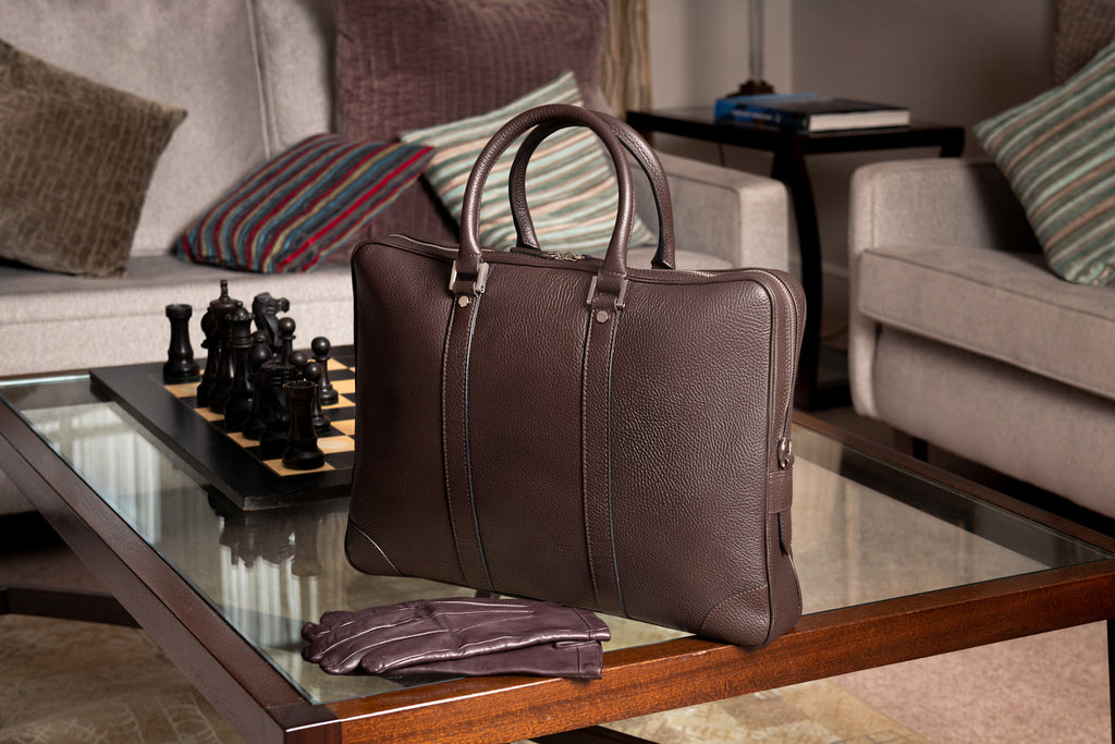 Leather laptop bag, brown