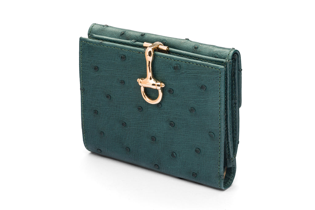 Tara purse, petrol green ostrich leather