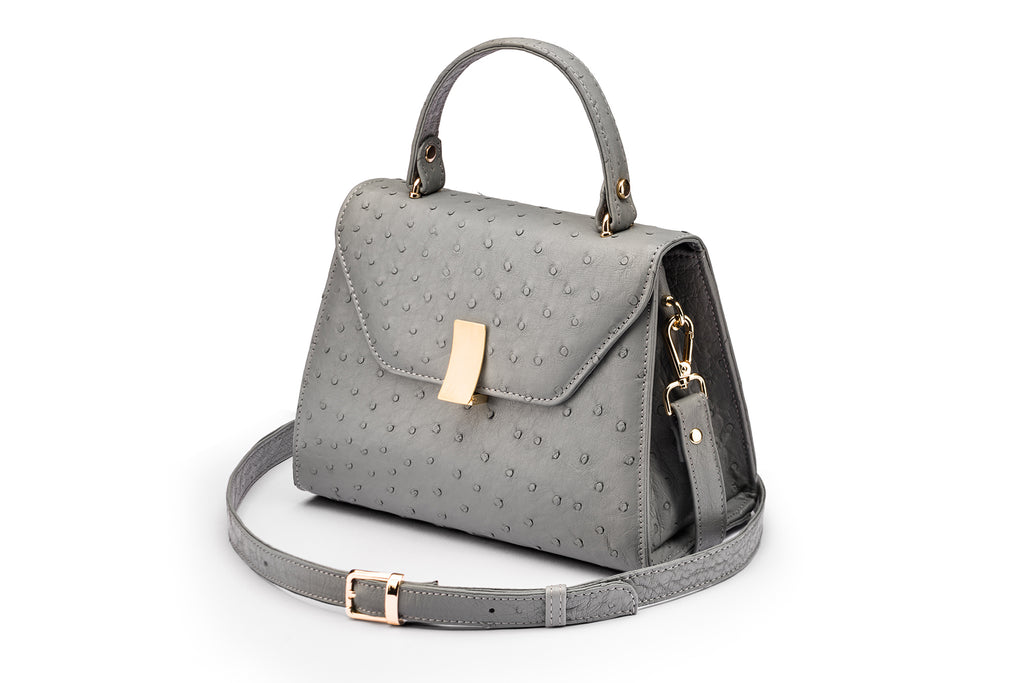 Sabrina bag, grey ostrich leather