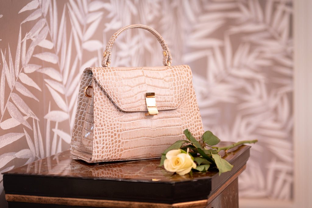 Sabrina bag, ivory croc