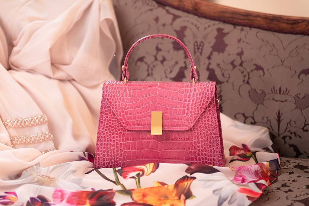 Sabrina bag, pink croc