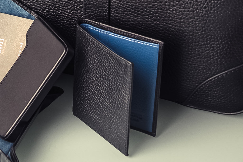 RFID wallet, black with cobalt