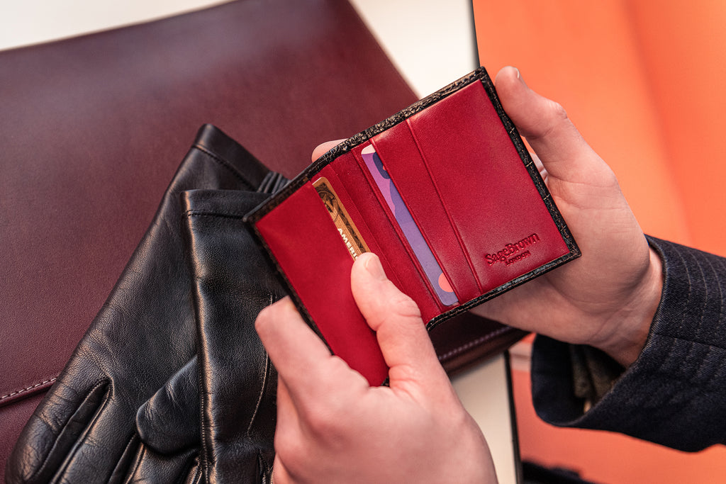 Leather credit card case with RFID protection