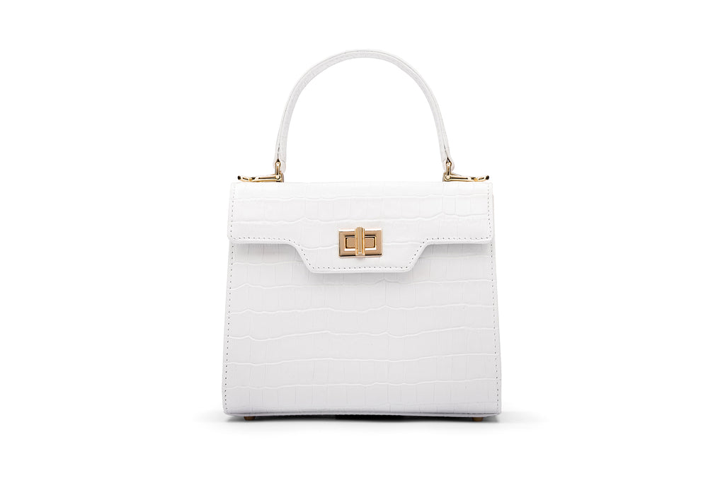 Mini Morgan bag, white croc