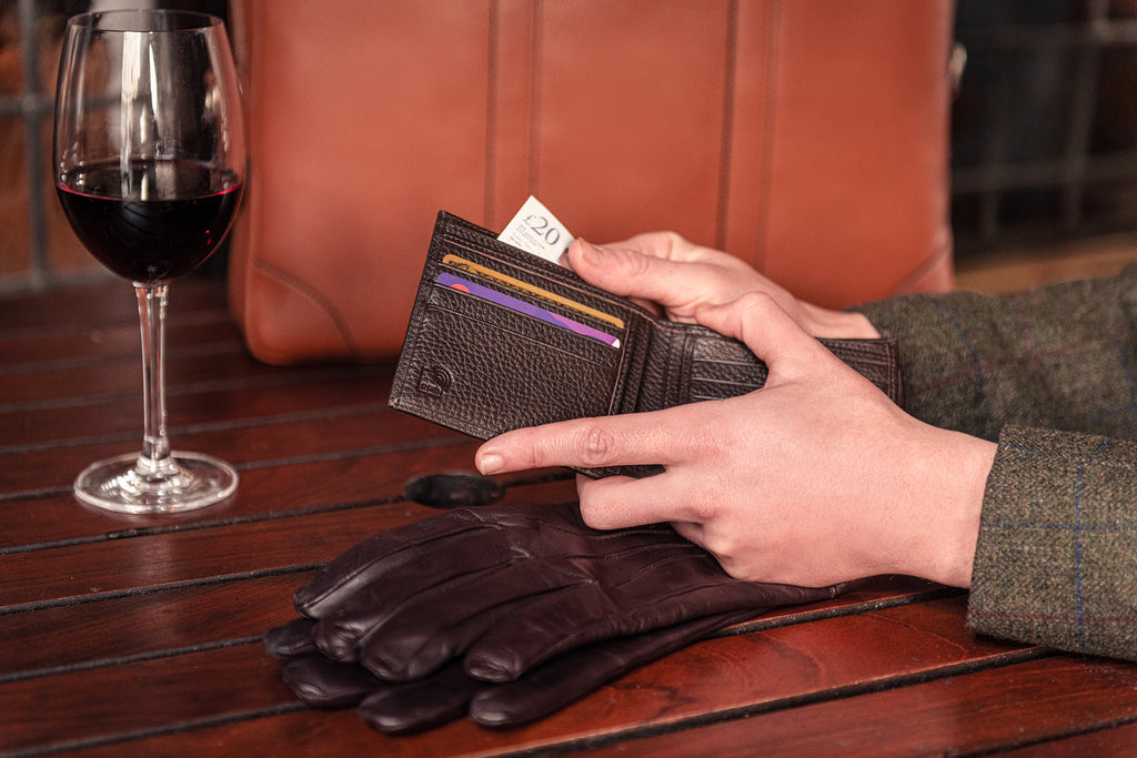 RFID leather wallet, brown