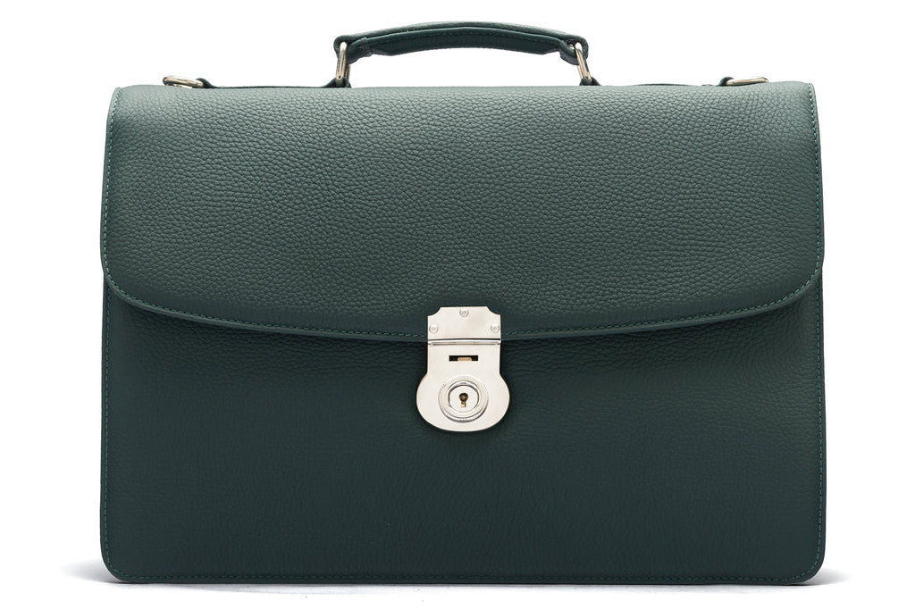 Pebble grain Harvard briefcase, green