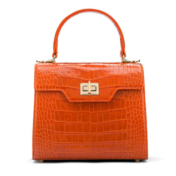 Mini Morgan bag, Orange Croc