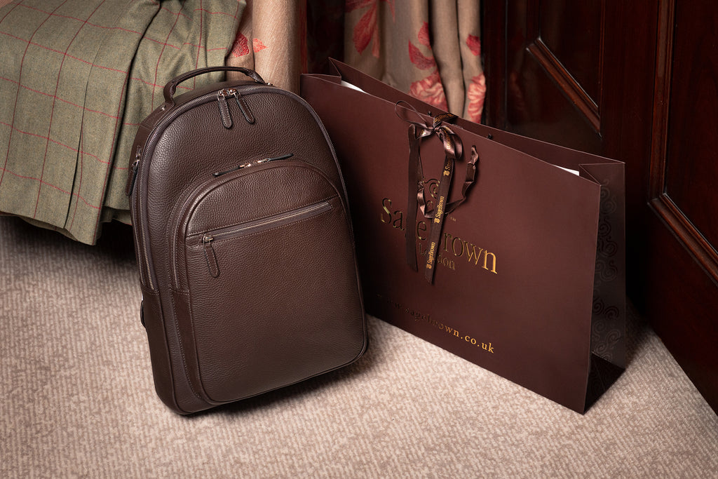 Leather backpack, brown