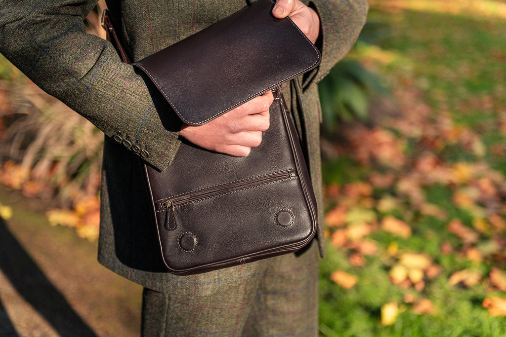 Small leather messenger bag, brown