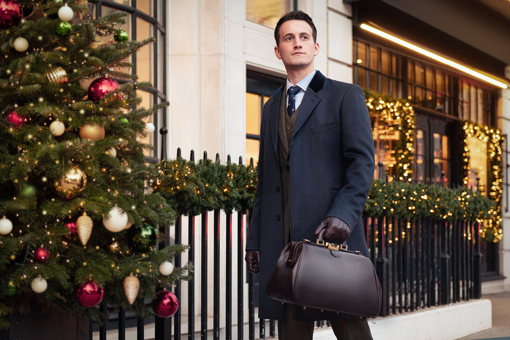 Leather Gladstone holdall, brown