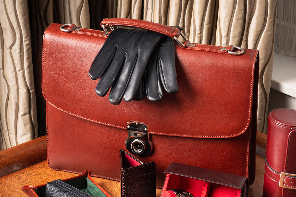 Leather Harvard briefcase, tan