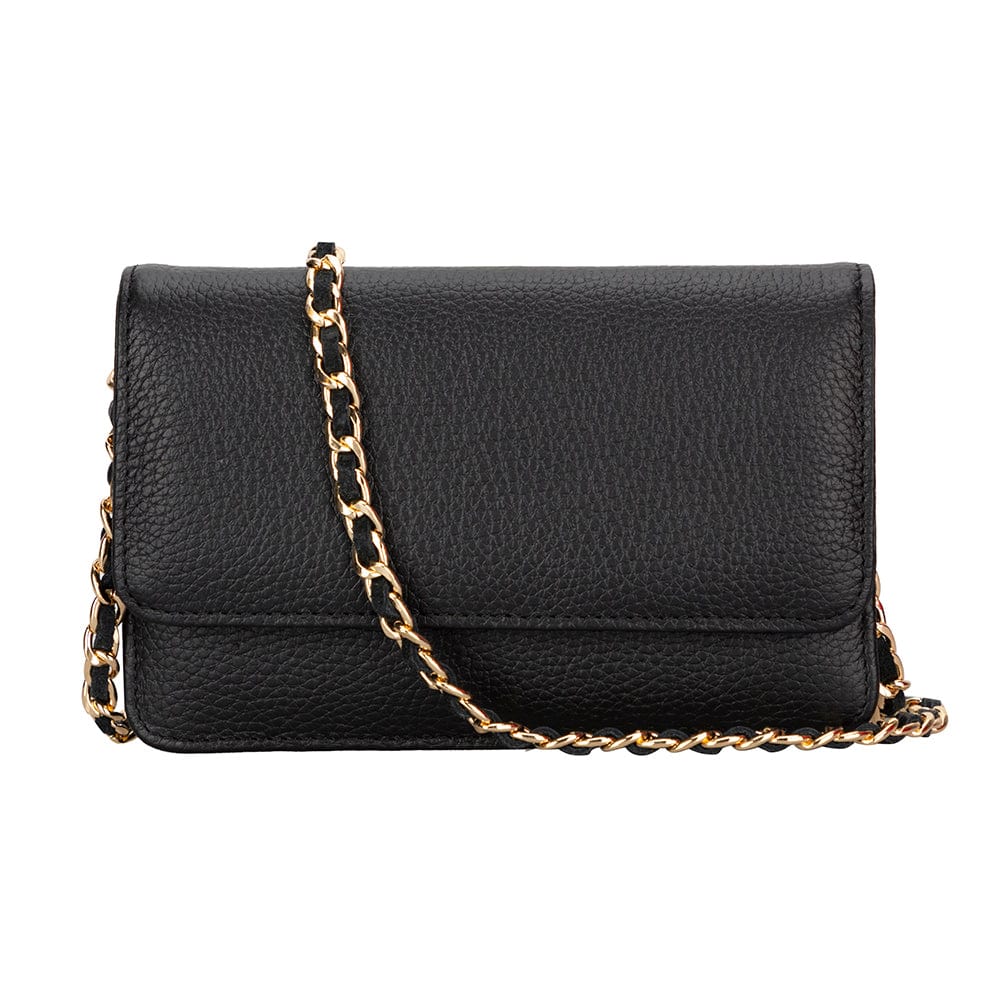 Leather Mini Chain Bag, Black | Shoulder Bags | SageBrown