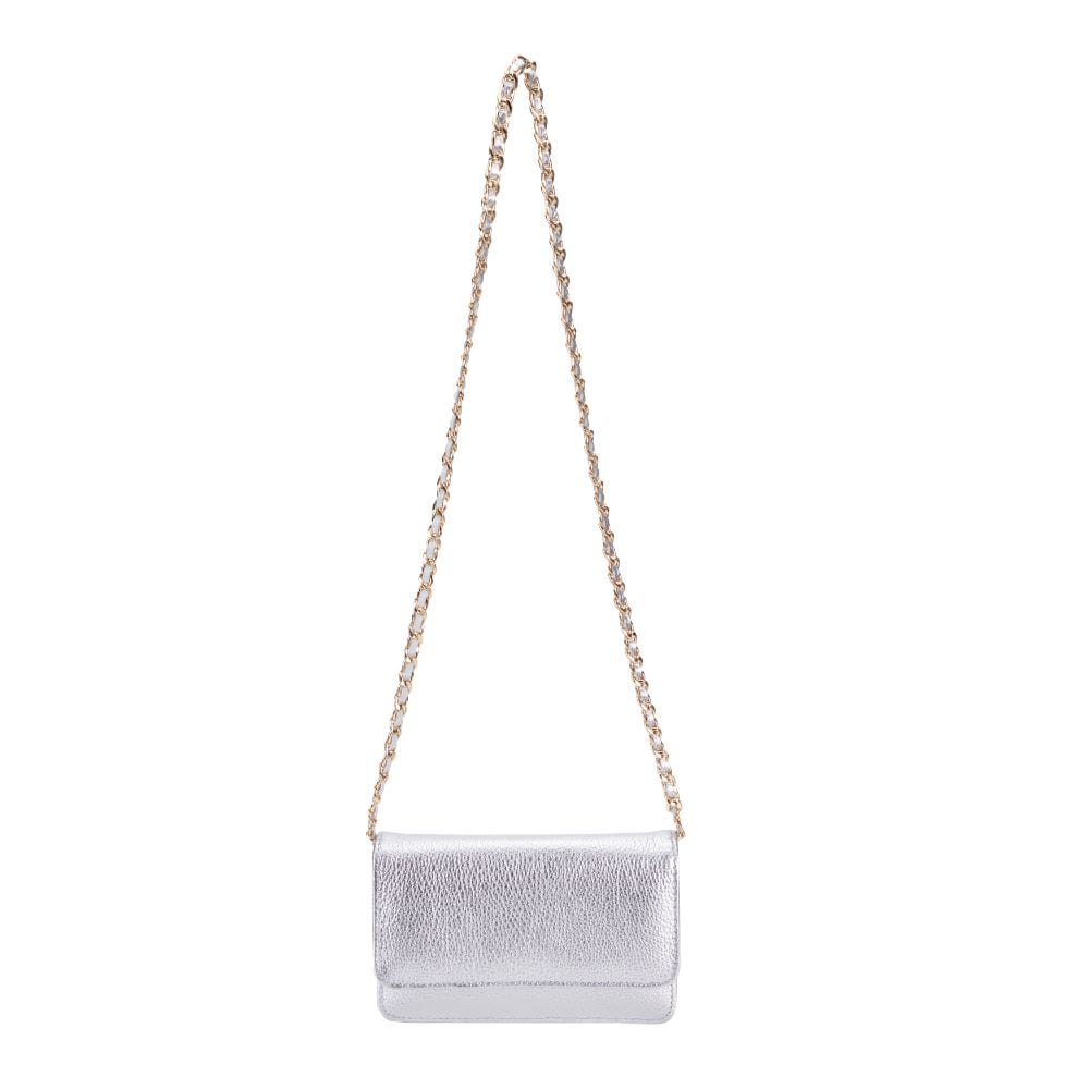 Leather Mini Chain Bag, Silver | Shoulder Bags | SageBrown