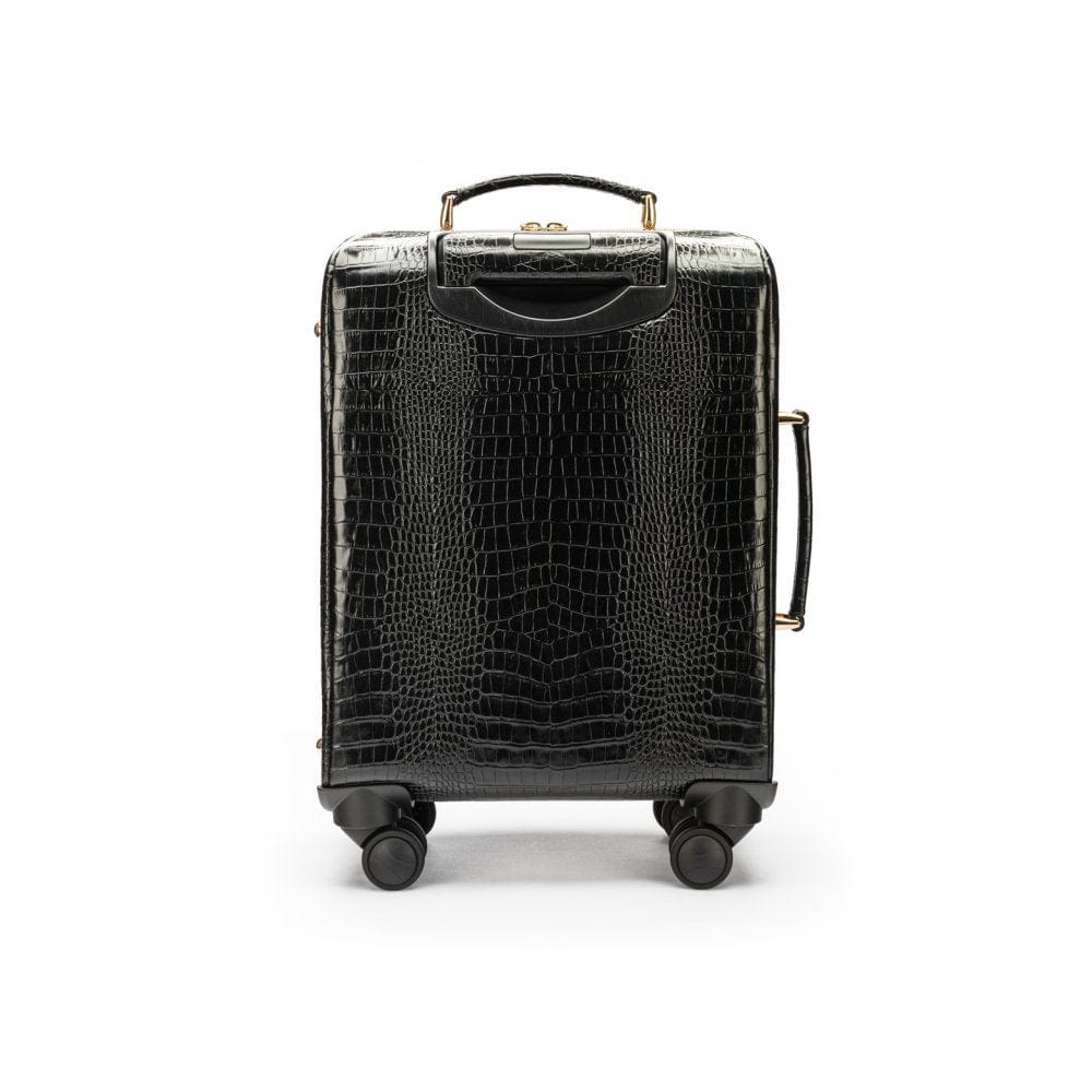 Black Croc Leather Cabin Suitcase | Travel | SageBrown