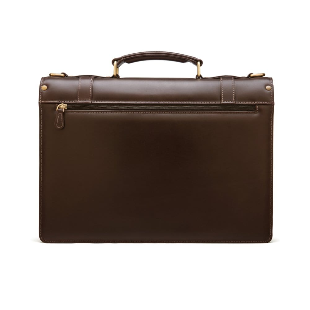 Satchel Briefcase Brass Lock, Brown | Briefcases | SageBrown