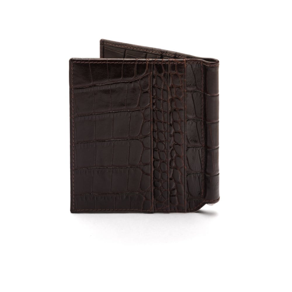 RFID Money Clip Wallet - Brown Croc