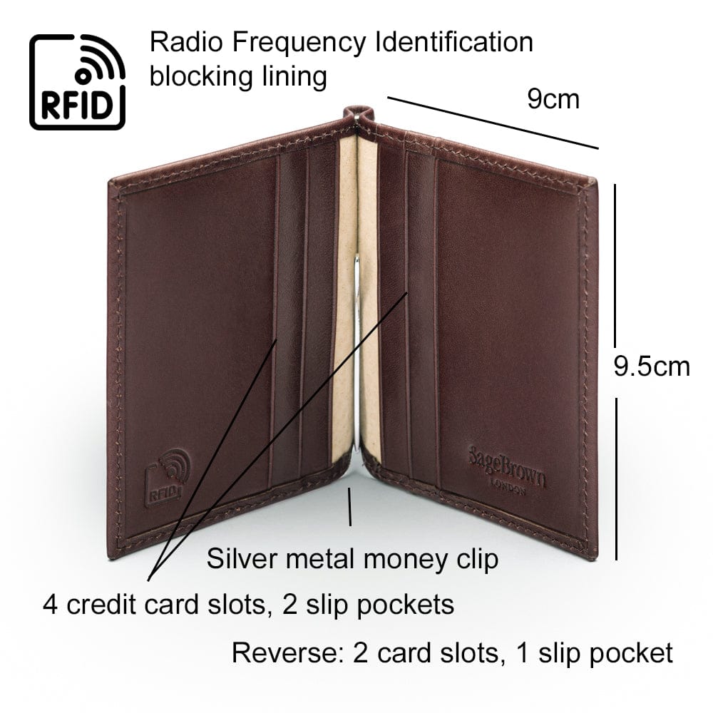 RFID Money Clip Wallet - Brown