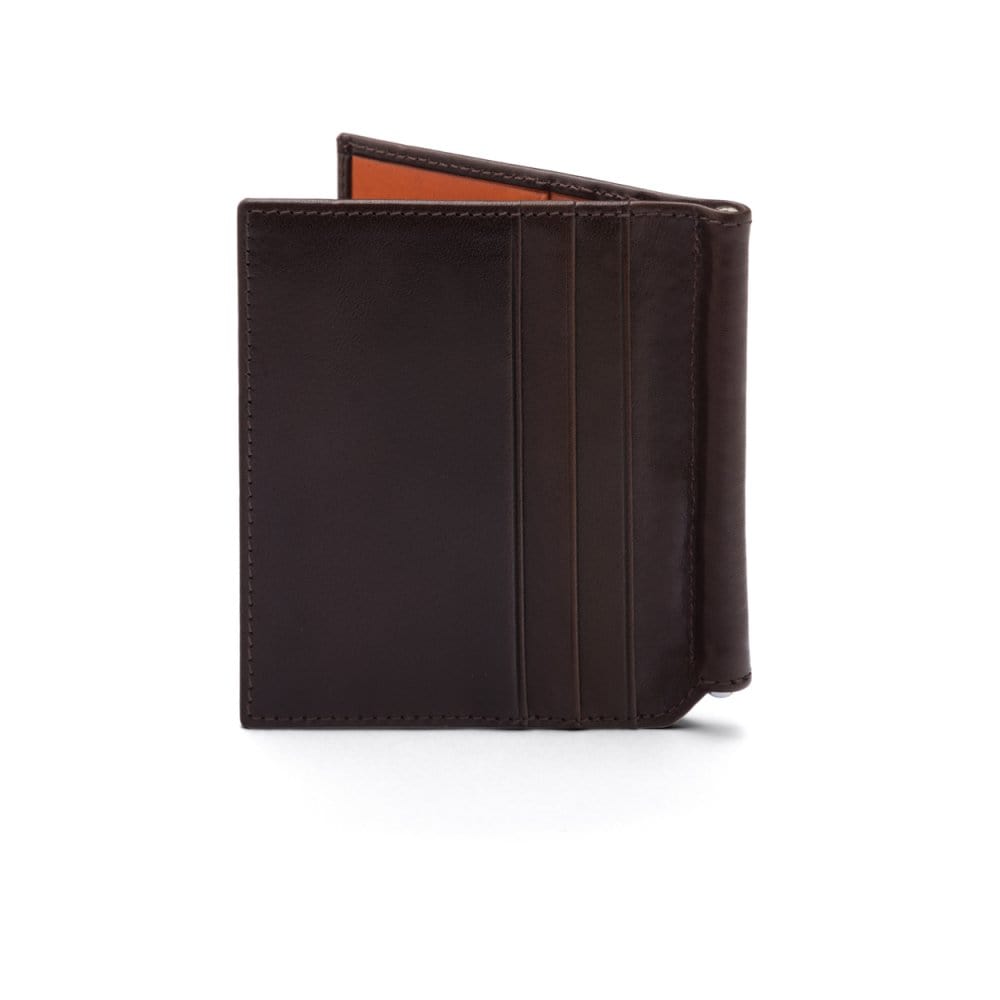 RFID Money Clip Wallet - Brown With Orange