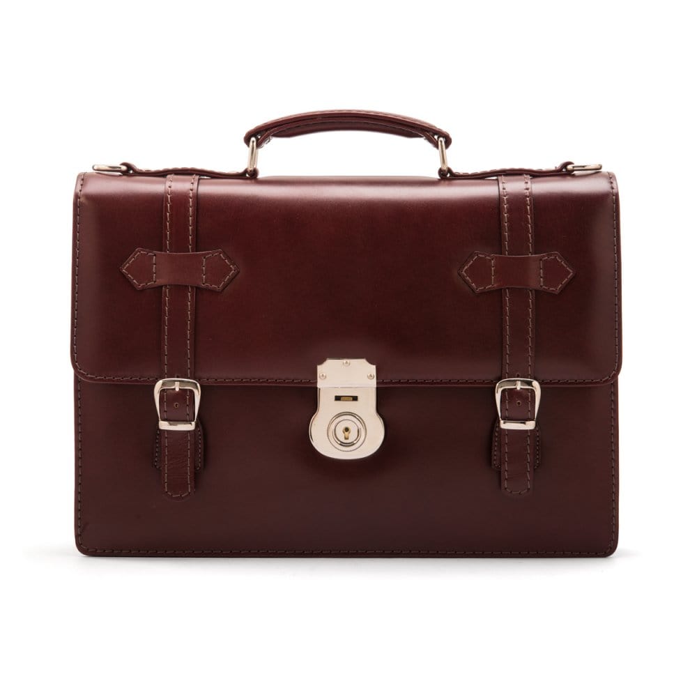 Leather Satchel Briefcase, Burgundy | Briefcases | SageBrown