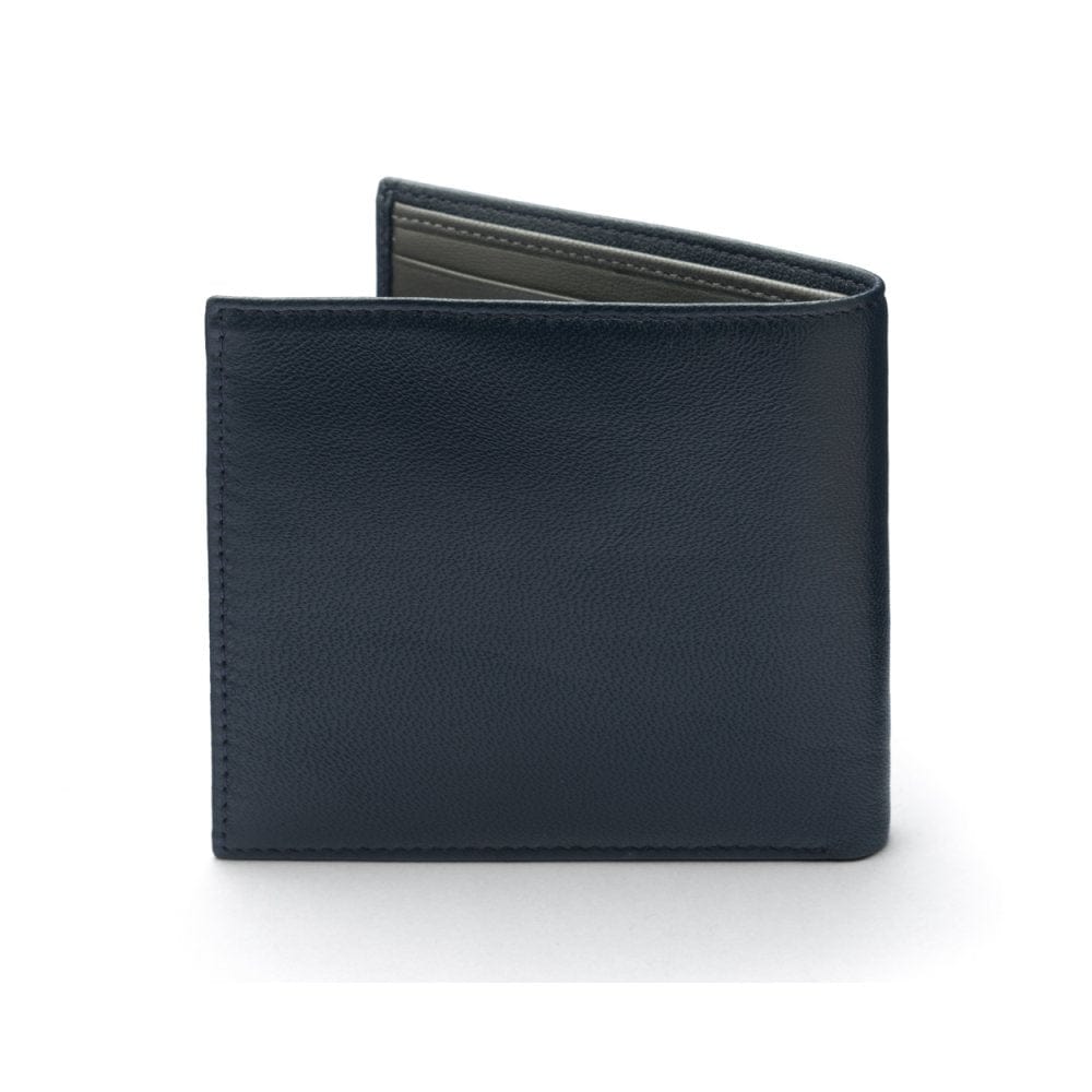 Soft Leather RFID Billfold Wallet With 10 CC - Navy With Grey