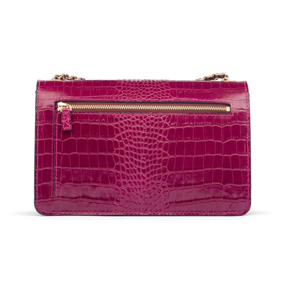 Leather Chain Bag, Pink Croc | Shoulder Bags | SageBrown