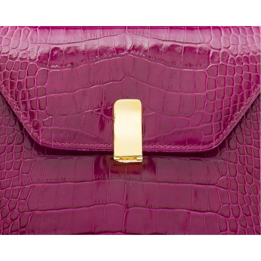 Sabrina Bag, Pink Croc | Top Handle Bag | SageBrown