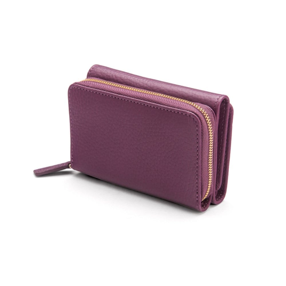 RFID Leather Tri-fold Coin Purse, Purple | Purses | SageBrown