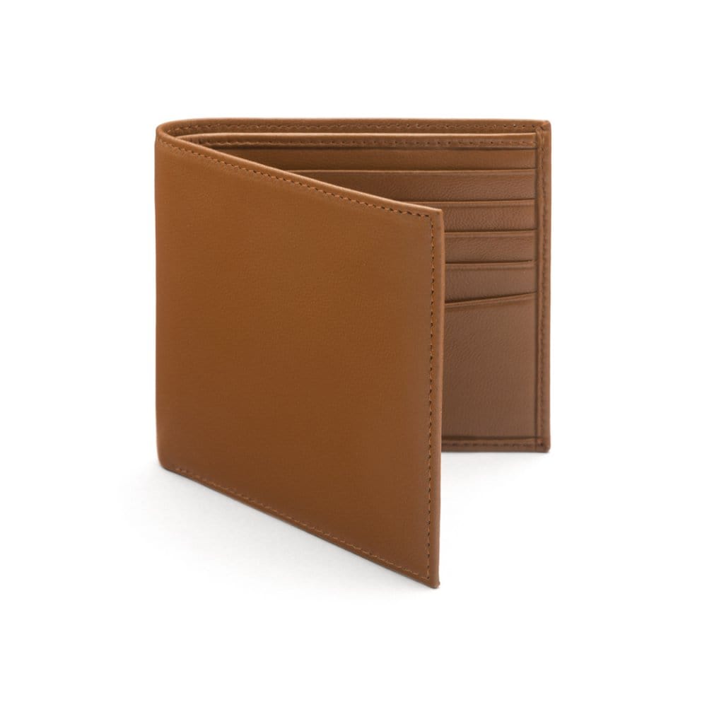 Soft Leather RFID Billfold Wallet With 10 CC - Tan