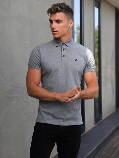 Buy Sorrento Mens Grey Button Up Polo Shirt – Blakely Clothing EU