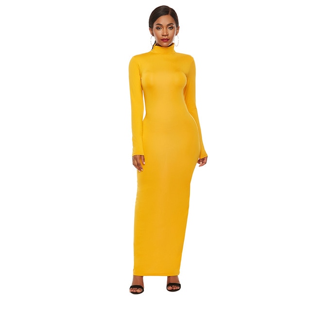 yellow polo neck dress