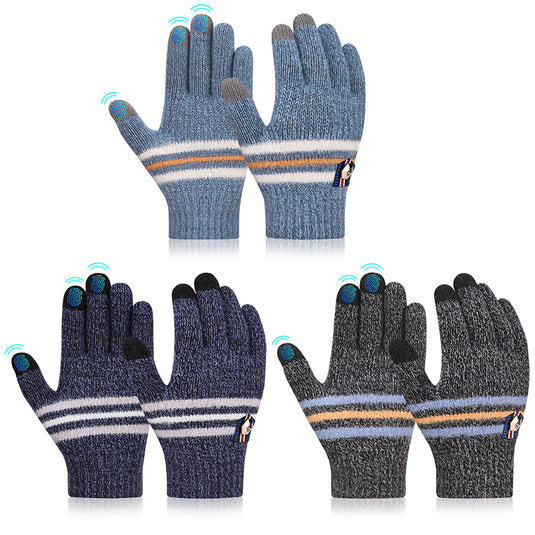 Kid Thermal Wool Knitting Hat L Touchscreen Scarf Atarni Gloves Set – Aged 5-12