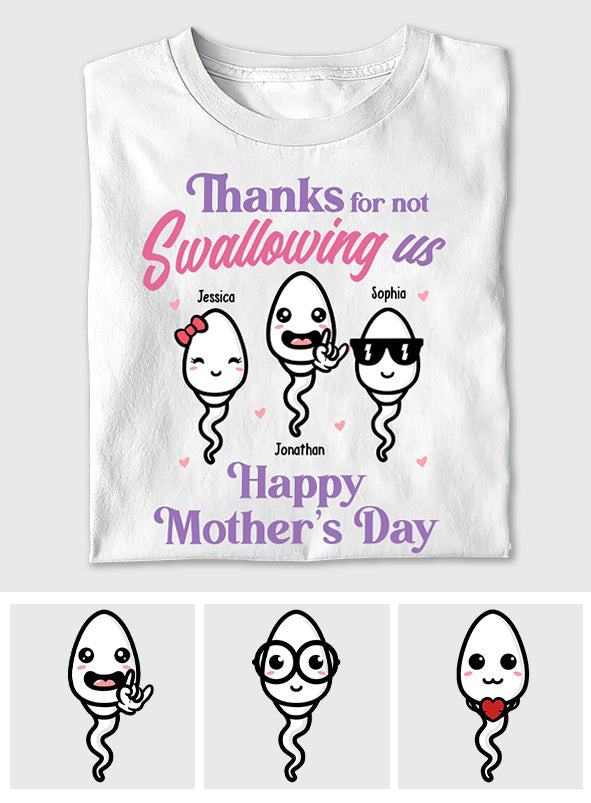 Thanks For Not Swallowing Us - Personalized Mother's Day Mother T-shirt and Hoodie