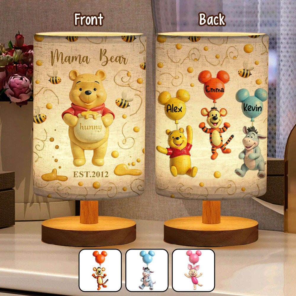Mama Bear - Personalized Mouse Table Lamp with Wood Base