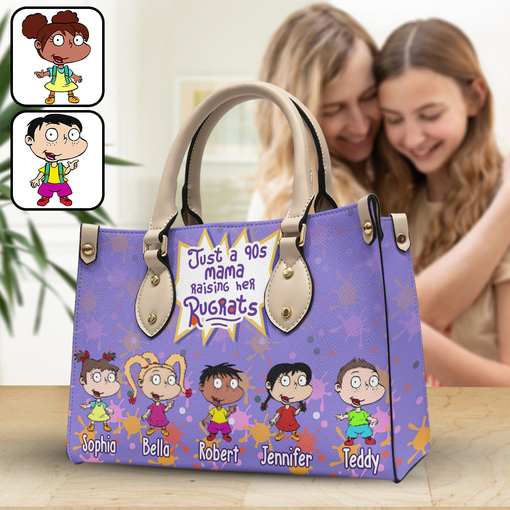 Just A Mama Raise Rugrats - Personalized 90's Cartoon Leather Handbag