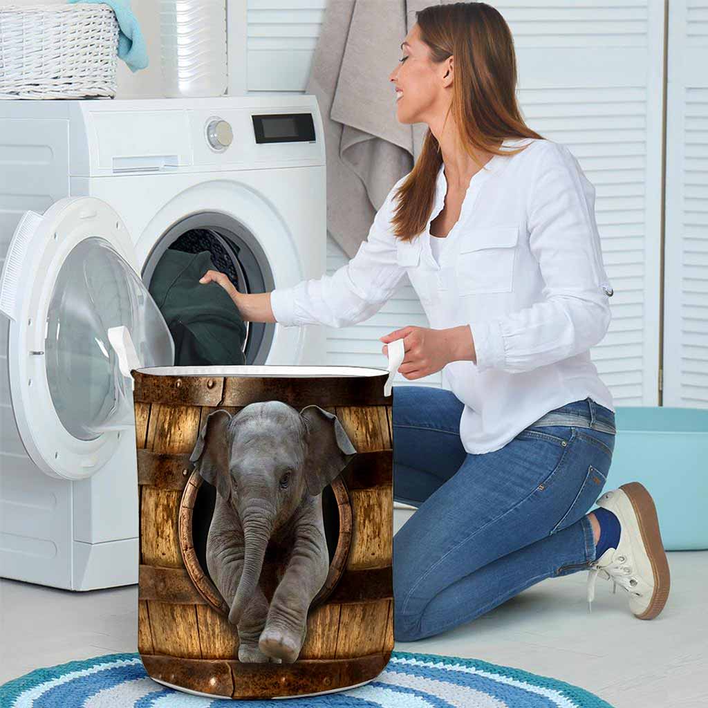 Peeking Elephant Elephant Laundry Basket 0622
