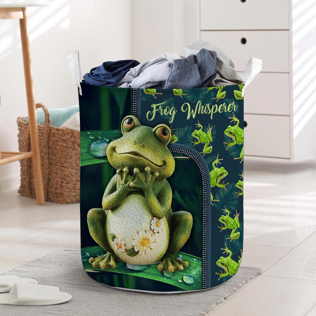 Frog Whisperer Leather Pattern Print Frog Laundry Basket 0622
