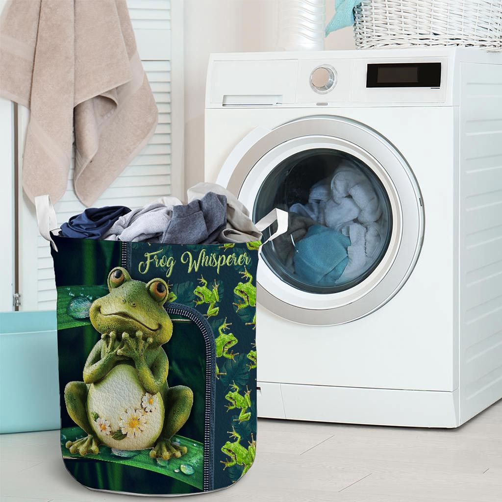 Frog Whisperer Leather Pattern Print Frog Laundry Basket 0622
