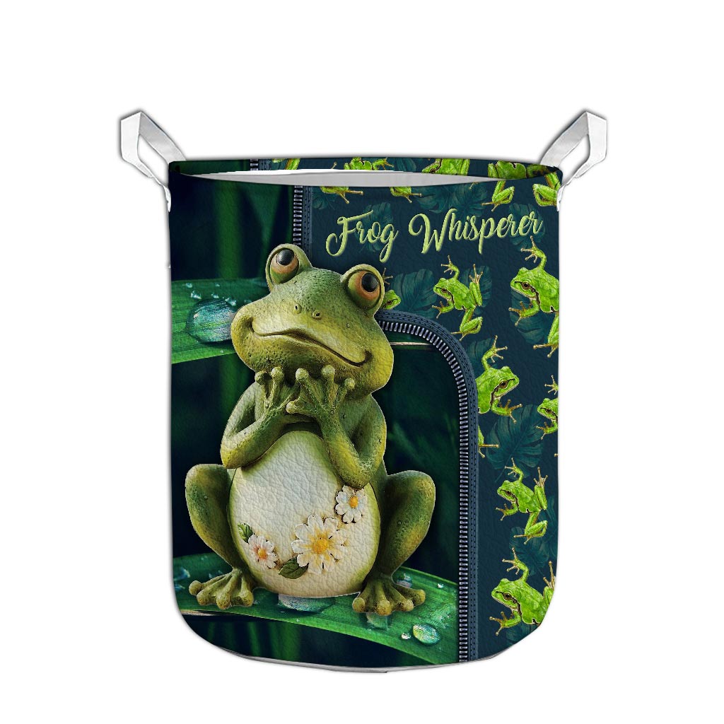 Frog Whisperer Leather Pattern Print Frog Laundry Basket 0622