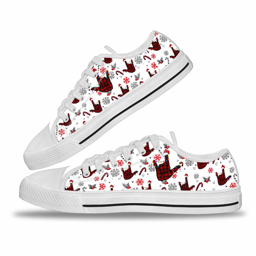 I Love You Hand Sign ASL Low Top Shoes 0622