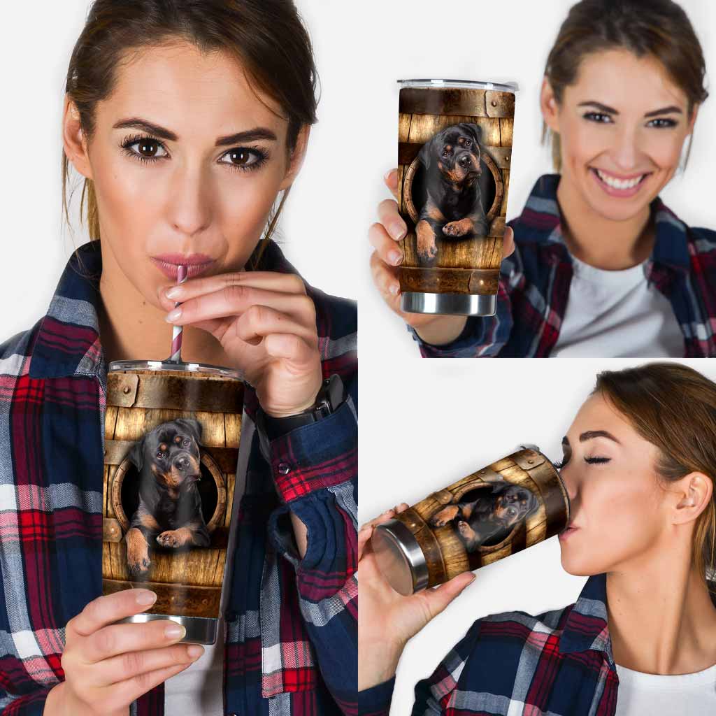Rottweilers Tumbler With Wood Pattern Print 0622