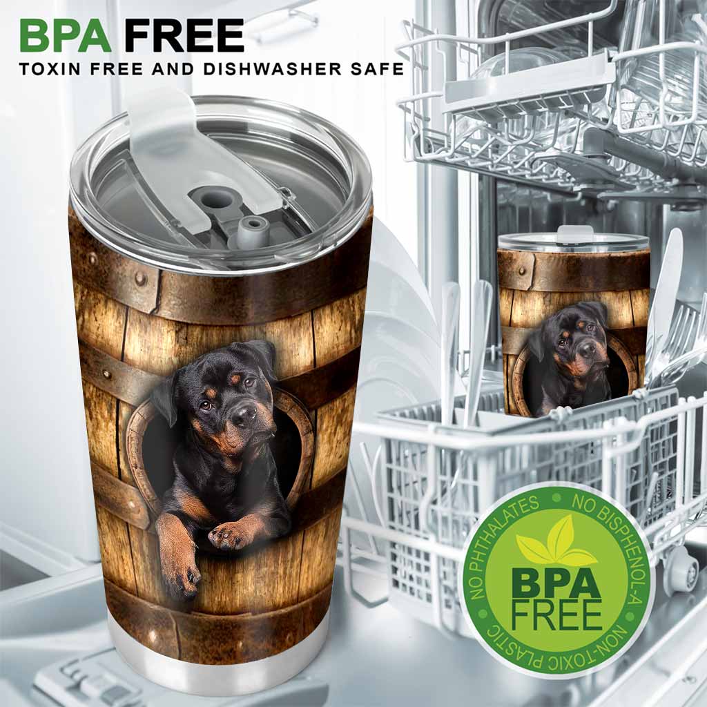 Rottweilers Tumbler With Wood Pattern Print 0622