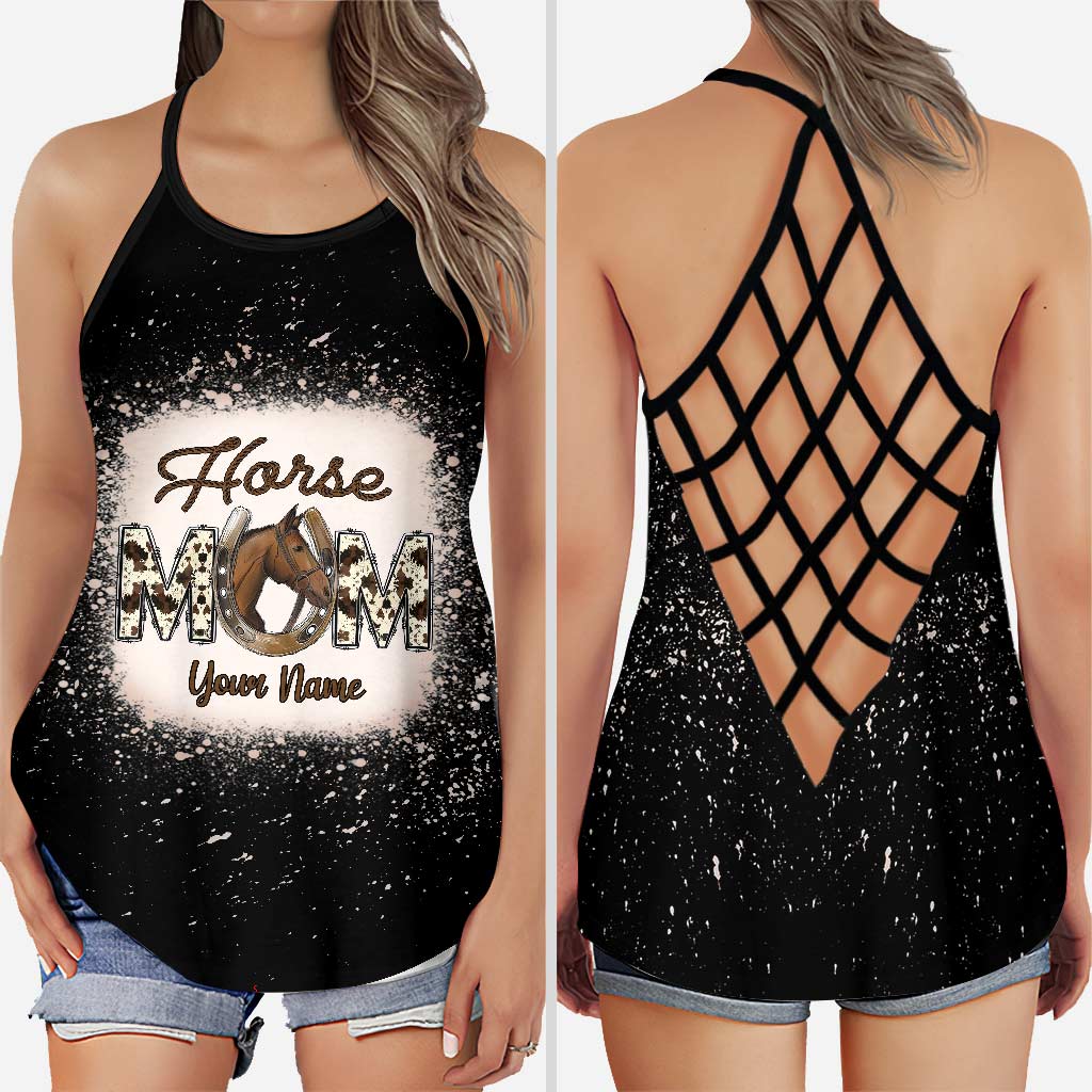 Horse Mom - Personalized Cross Tank Top and Leggings