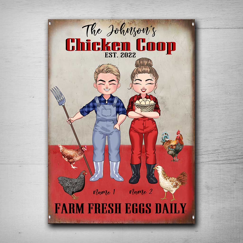Chicken Coop - Personalized Chicken Rectangle Metal Sign