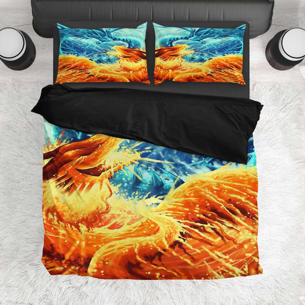 Fire And Ice Dragon Art - Dragon Bedding Set 0921