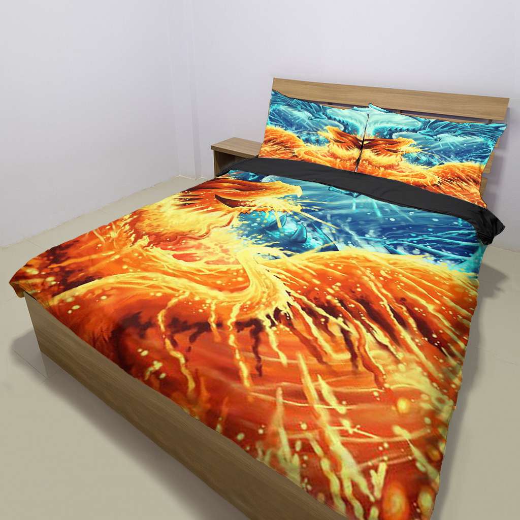 Fire And Ice Dragon Art - Dragon Bedding Set 0921