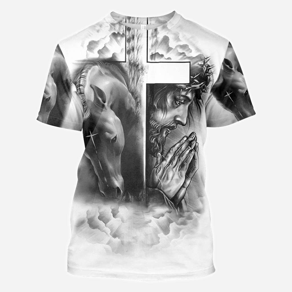 Horse and Jesus All Over T-shirt and Hoodie 0921