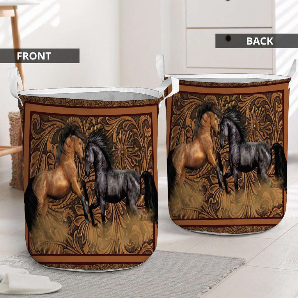 Horses Western - Horse Riding Lover - Horse Owner Laundry Basket 0921