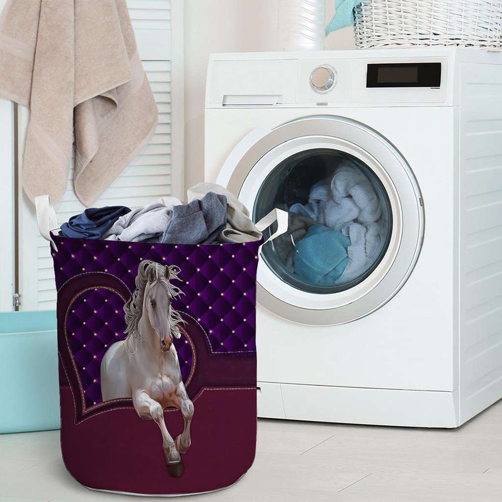 Horse Purple Heart - Horse Riding Lover - Horse Owner Laundry Basket 0921