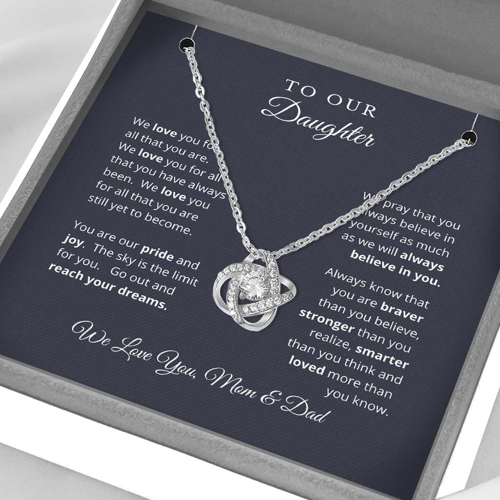 Gift For Daughter From Mom And Dad To Our Daughter - Daughter Love Knot Necklace 0921