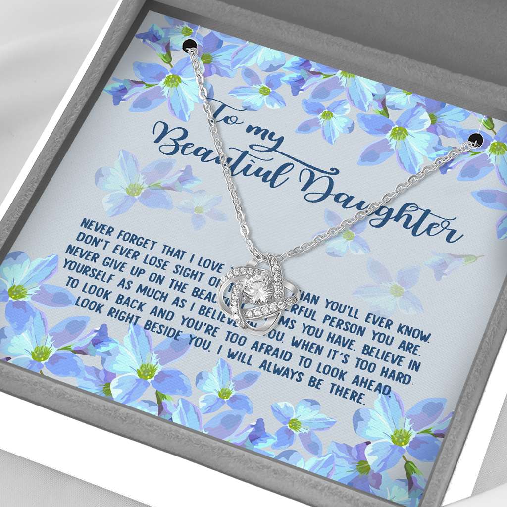 To My Daughter Last Breath Gift From Dad Mom - Daughter Love Knot Necklace 0921